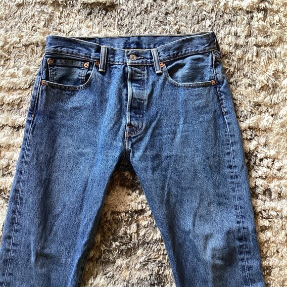 Vintage Levi’s 501xx Dark Wash Blue Cotton Denim Button Fly Jeans Men’s 31x30 - Picture 2 of 8